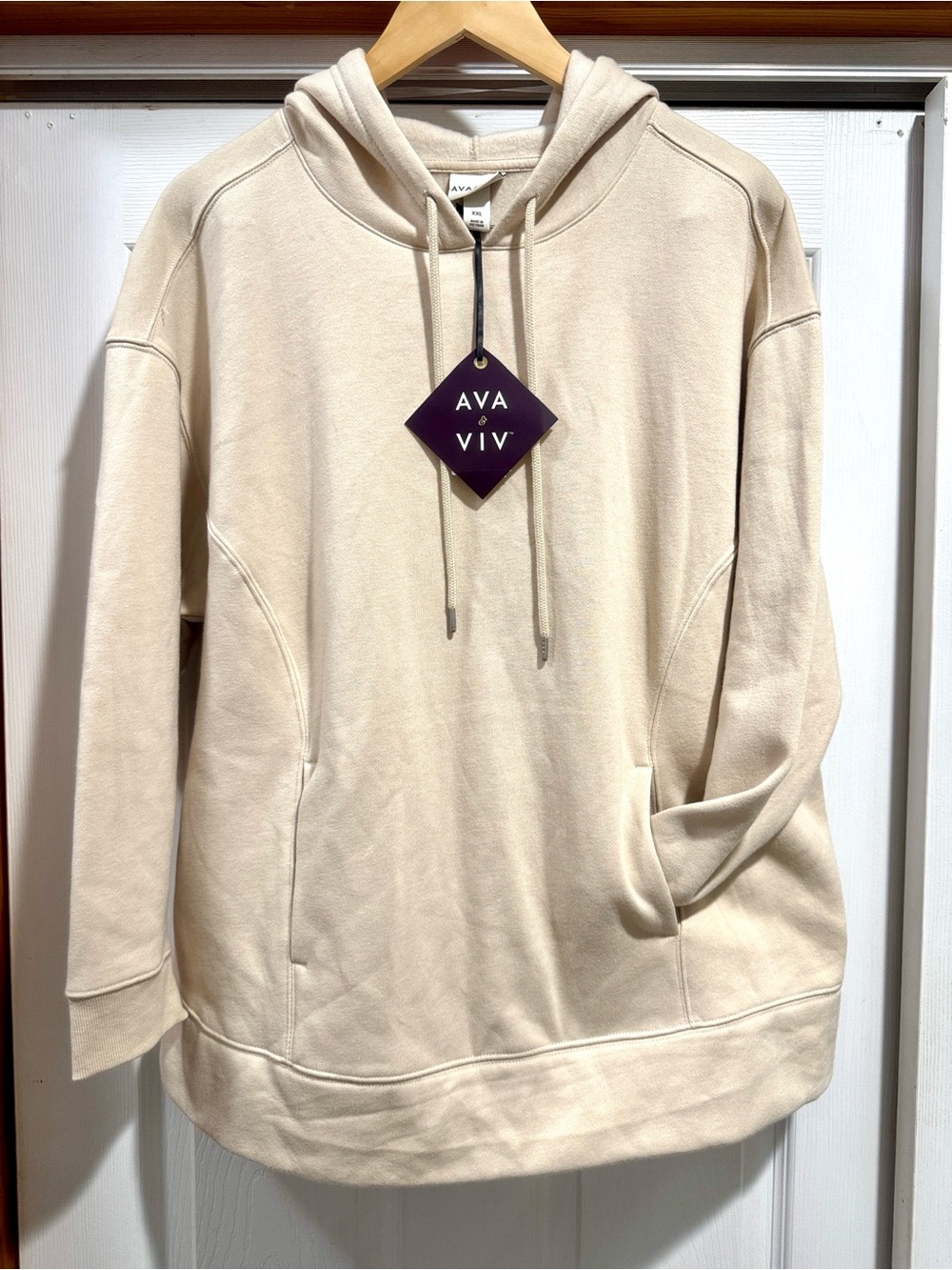 Ava & Viv Light Beige Hoodie Sweatshirt